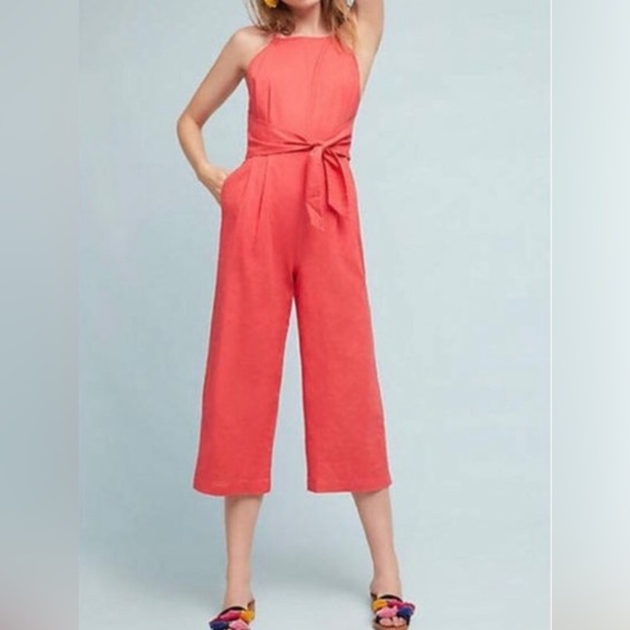 ANTHRO Greylin Cropped Wide Leg Linen Jumpsuit - Picture 7 of 7